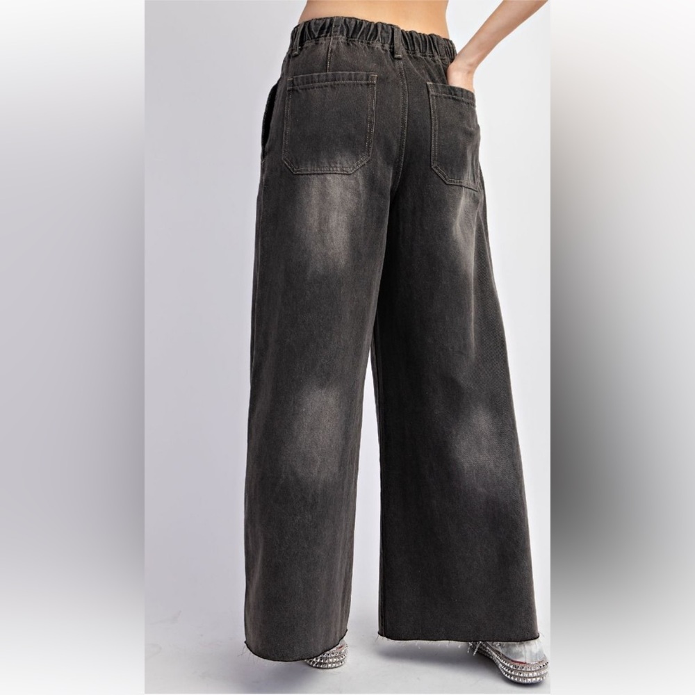 802 ❤️ EASEL WASHED DENIM WIDE PANTS - Picture 2 of 3